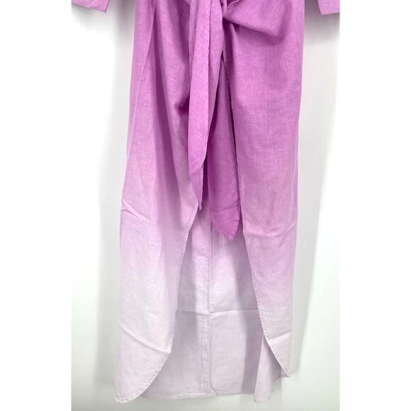 Young Fabulous & Broke Oceanside Shirt Dress Linen Thistle Ombre Purple White - Picture 5 of 11